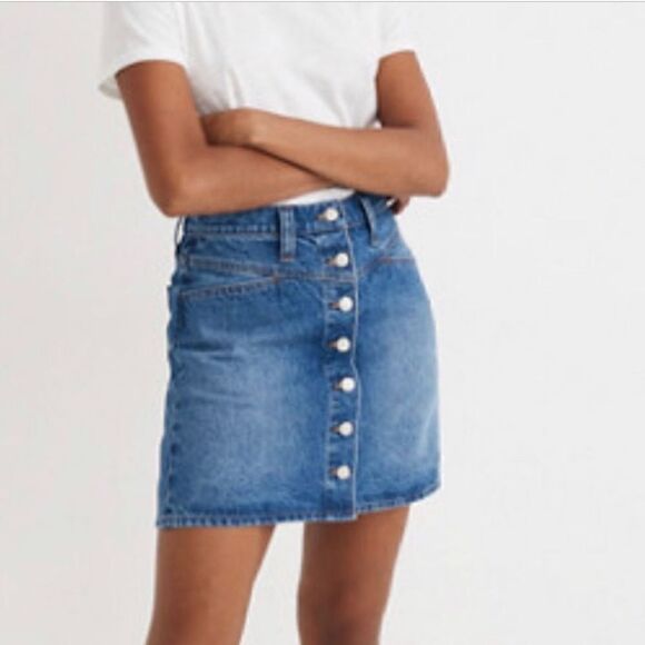 Madewell Blue Denim High Rise A-line Mini Skirt - Picture 6 of 9